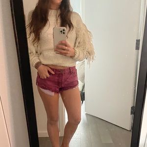 One Teaspoon ‘Bandits’ burgundy denim shorts